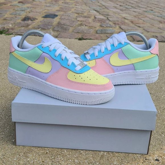 Nike Air Force 1 Custom Pastel Easter Shoes Green Blue Purple Yellow Pink White - Picture 4 of 15